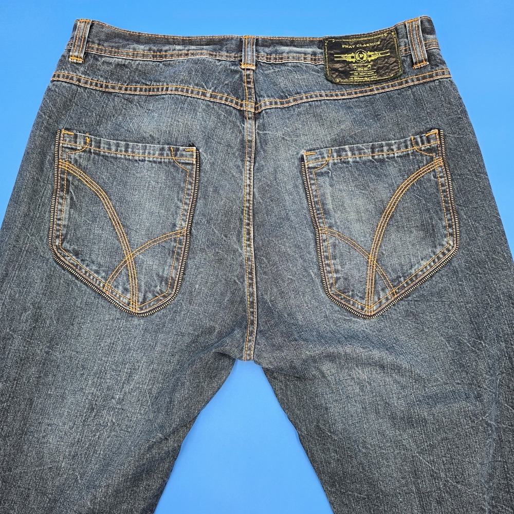Rare VTG 90s Phat Farm Zip Pocket Baggy Hip‎ Hop Jeans 38x34 Streetwear Skater